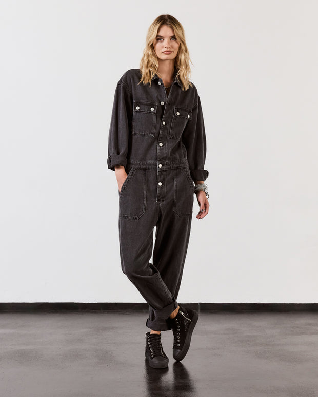 The Black Denim Jumpsuit