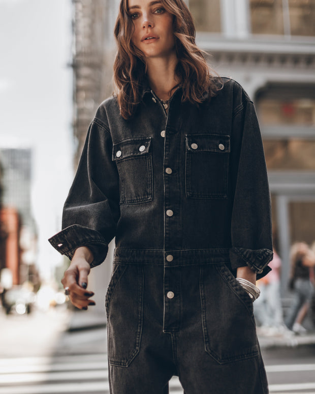 The Black Denim Jumpsuit