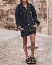 The Black Short Denim Jumpsuit