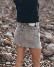 The Khaki Faded Denim Skirt